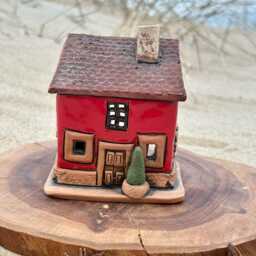 Unique Handmade Ceramic Candle Holder House - thumbnail 2