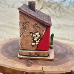 Unique Handmade Ceramic Candle Holder House - thumbnail 4