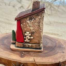 Unique Handmade Ceramic Candle Holder House - thumbnail 3