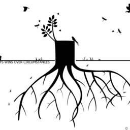 Life Wins Tree Stump Wall Decal Birds, Squirrels, Dragonflies - thumbnail 2