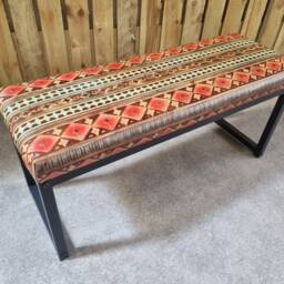 Aztec Tribal Kilim Style Leather Bench - Southwestern - 40 - thumbnail 3