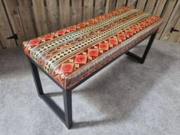 Aztec Tribal Kilim Style Leather Bench - Southwestern - 40 - thumbnail 1