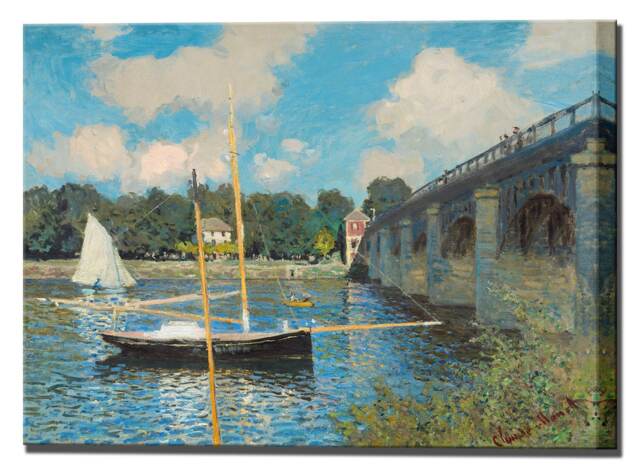 Canvas Wall Art Print, Claude Monet, Bridge At Argenteuil, Print Home Decor Interior Design, Ready To Hang - image 1