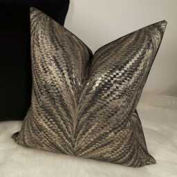 Luxury Black & Gold Metallic Luxor Charcoal Cushion Cover New Home Sofa & Bed Designer Handmade Pillow Sham - thumbnail 2