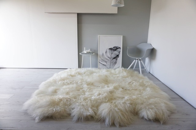 Rare Breed Sheepskin Rug - Extra Long Wool, Creamy White Hide - 74x72 - image 1