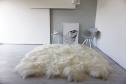 Rare Breed Sheepskin Rug - Extra Long Wool, Creamy White Hide - 74x72 - thumbnail 1