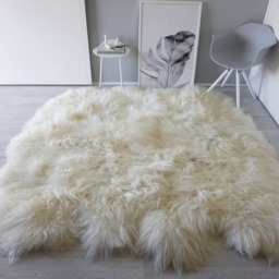 Rare Breed Sheepskin Rug - Extra Long Wool, Creamy White Hide - 74x72 - thumbnail 2