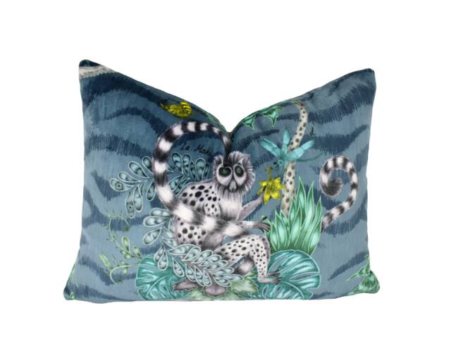 Maximalist Fantasy Lemur Velvet Funky Primate Modern Designer Cushion Cover - Luxury Throw Pillow Handmade Home Decor - image 1