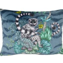 Maximalist Fantasy Lemur Velvet Funky Primate Modern Designer Cushion Cover - Luxury Throw Pillow Handmade Home Decor - thumbnail 2