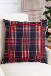 Black Stewart Plaid Pillow Cover With Braided Trim, Farmhouse Cover, Tartan Sham - thumbnail 1
