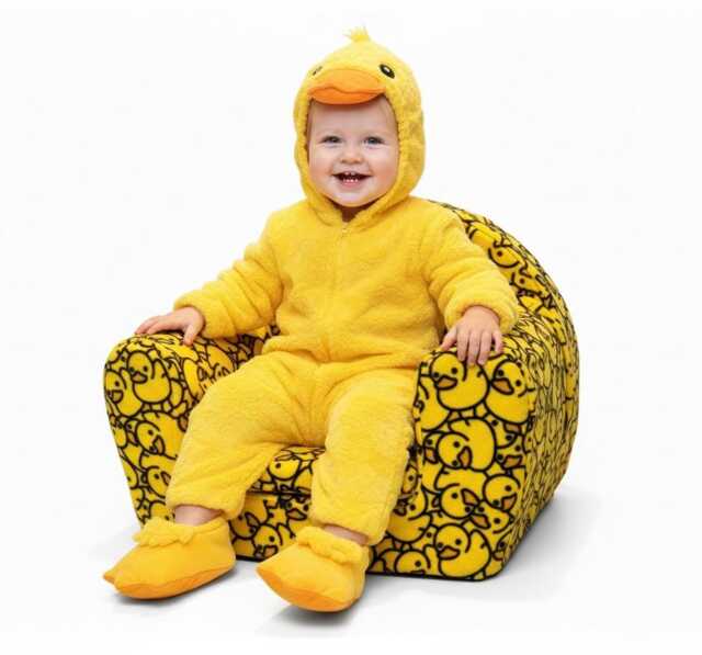 Foam Seat Children's Room Toddler Chair Kids Armchair Handmade Lightweight Playroom Decor, Yellow Duck Design, Limited Edition, Easy Wash - image 1