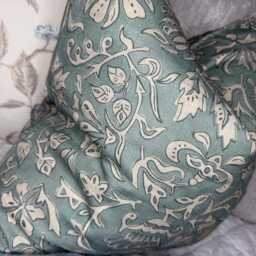 Scatter Leaf Print Cushion Cover - Duck Egg Beige, Double Sided Throw Pillow For Sofa Or Bed, Cotswold Home Decor - thumbnail 4