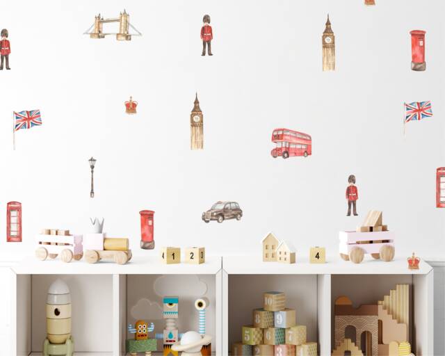 London Wall Stickers Watercolor British Landmarks Nursery Decals - image 1
