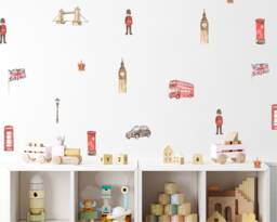 London Wall Stickers Watercolor British Landmarks Nursery Decals - thumbnail 1