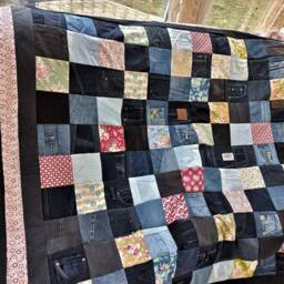 High-Quality Unique Blanket Made Of Designer Quality Fabric & Jeans Recycling Fabric, Lovingly Colour-Coordinated - thumbnail 3