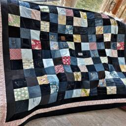 High-Quality Unique Blanket Made Of Designer Quality Fabric & Jeans Recycling Fabric, Lovingly Colour-Coordinated - thumbnail 2