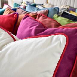 Piping Velvet Pillow Cover Colorful Decorative Cushion - thumbnail 2