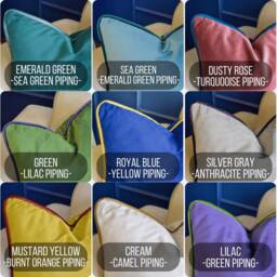 Piping Velvet Pillow Cover Colorful Decorative Cushion - thumbnail 4