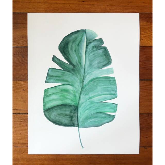 "Watercolor Leaf Print Tropical Wall Art - 11""x14" - image 1
