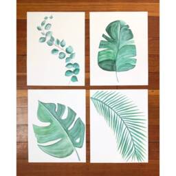 "Watercolor Leaf Print Tropical Wall Art - 11""x14" - thumbnail 2