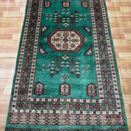 3x6 Teal Color Bokhara Rug - 0.90x1.85 Bedroom Luxury Area Turkish Fine Quality Afghan - thumbnail 2