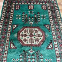 3x6 Teal Color Bokhara Rug - 0.90x1.85 Bedroom Luxury Area Turkish Fine Quality Afghan - thumbnail 3