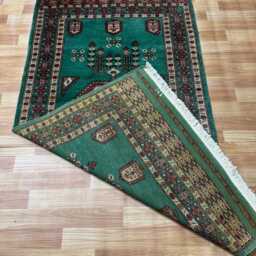3x6 Teal Color Bokhara Rug - 0.90x1.85 Bedroom Luxury Area Turkish Fine Quality Afghan - thumbnail 4