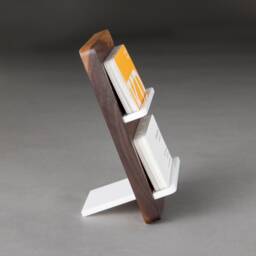 Walnut Wood Business Card Holder, Modern Acrylic Design - thumbnail 3