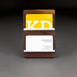 Walnut Wood Business Card Holder, Modern Acrylic Design - thumbnail 2