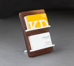 Walnut Wood Business Card Holder, Modern Acrylic Design