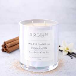 Warm Vanilla + Cinnamon Scented Candle - Coconut Apricot Wax Minimalist Luxury Inspired Home Decor Handmade - thumbnail 2