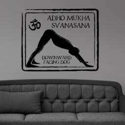 Adho Mukha Svanasana Downward Facing Dog Yoga Pose Om Symbol Wall Sticker Vinyl Mural Decal Home House Art Decor Free Shipping L160 - thumbnail 1