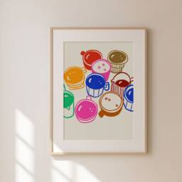Coffee Mugs Print, Poster, Kitchen Wall Art, Decor, Aesthetic Apartment Trendy Unframed - thumbnail 2