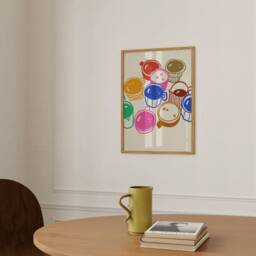 Coffee Mugs Print, Poster, Kitchen Wall Art, Decor, Aesthetic Apartment Trendy Unframed - thumbnail 3