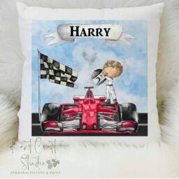 Personalised Racing Car Cushion, Race Gift, Racing Gift For Her, Him