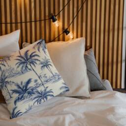 Outdoor Pillows - Weatherproof Garden Cushions St Barths Ii Palm Trees Blue & Cream Decorative Waterproof Home - thumbnail 2