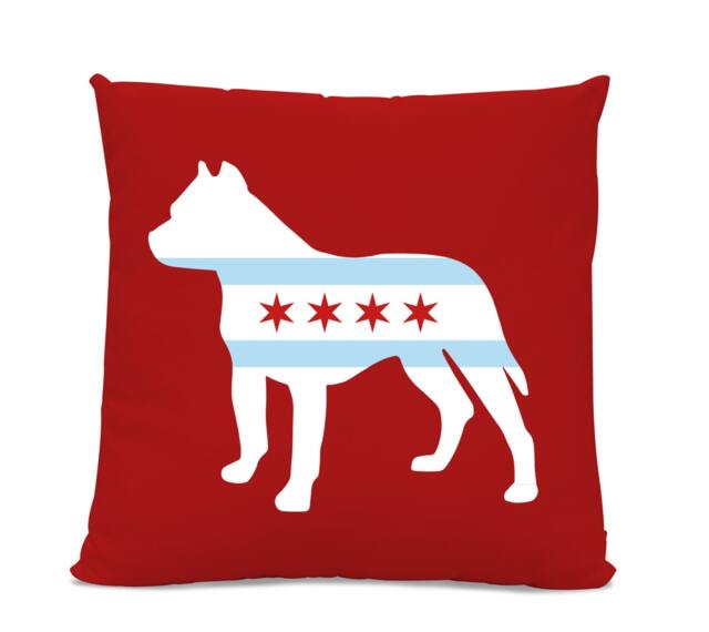 Chicago Flag Pitbull Pillow - Home Decor Pillow Dog Breed Silhouette Home Decor - image 1