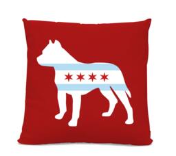 Chicago Flag Pitbull Pillow - Home Decor Pillow Dog Breed Silhouette Home Decor - thumbnail 1