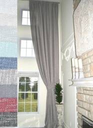 Extra Long Luxury Solid Linen Curtain Custom Made 14 15 16 17 18 20 24 Feet 9 Ft Wide White Beige Gray Dark Blue 2 Story Drapes Free Swatch