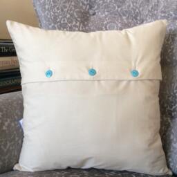 Aquamarine Hydrangea Pillow Cover 3D Floral Felt Applique, Sage Green Bouquet - thumbnail 2