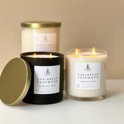 Caribbean Teakwood Soy Candle - Leather Tobacco Scented - Masculine Gift For Him Wax Home Fragrance - thumbnail 4