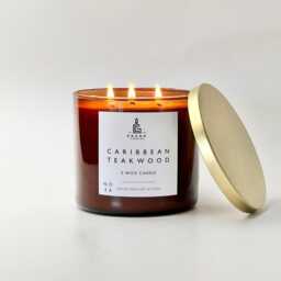 Caribbean Teakwood Soy Candle - Leather Tobacco Scented - Masculine Gift For Him Wax Home Fragrance - thumbnail 2