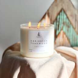 Caribbean Teakwood Soy Candle - Leather Tobacco Scented - Masculine Gift For Him Wax Home Fragrance