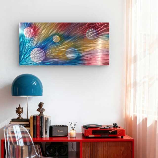 Planet Parade. Abstract Metal Wall Art, Multi Colored, Indoor Outdoor - image 1