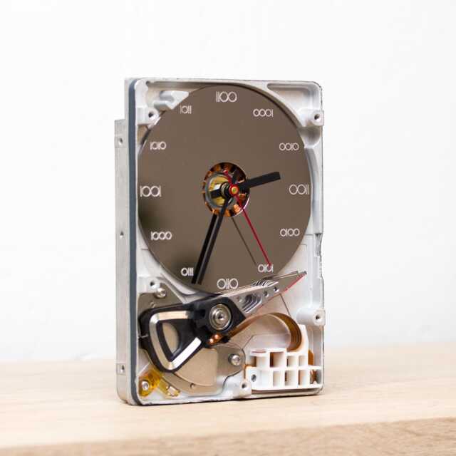 Desk Clock - Recycled Computer Hard Drive Clock, Hdd Gift For Dad, Unique Geek, Graduation - image 1
