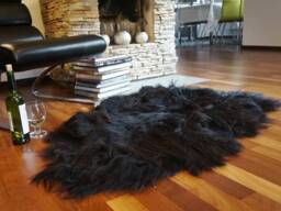 Sheepskin Icelandic Black Rug Genuine Natural Sheepskin Gray Rugs Carpet Shag Grey Throw - thumbnail 1