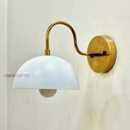 Handmade Brass Dome Wall Sconce - Mid-Century Modern Lighting - thumbnail 2