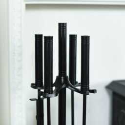 76cm Tall Black Iron Four Piece Fireside Set/ Companion Set, Fireside, Fireplace Tools/Ash Brush Pan Set With Tongs - thumbnail 2