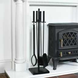76cm Tall Black Iron Four Piece Fireside Set/ Companion Set, Fireside, Fireplace Tools/Ash Brush Pan Set With Tongs - thumbnail 1