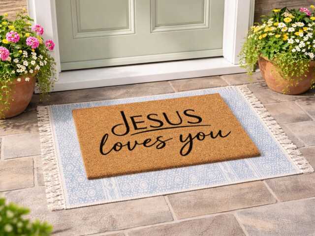 Jesus Loves You Doormat - Custom Faith Welcome Rug Christian Home Sign - image 1